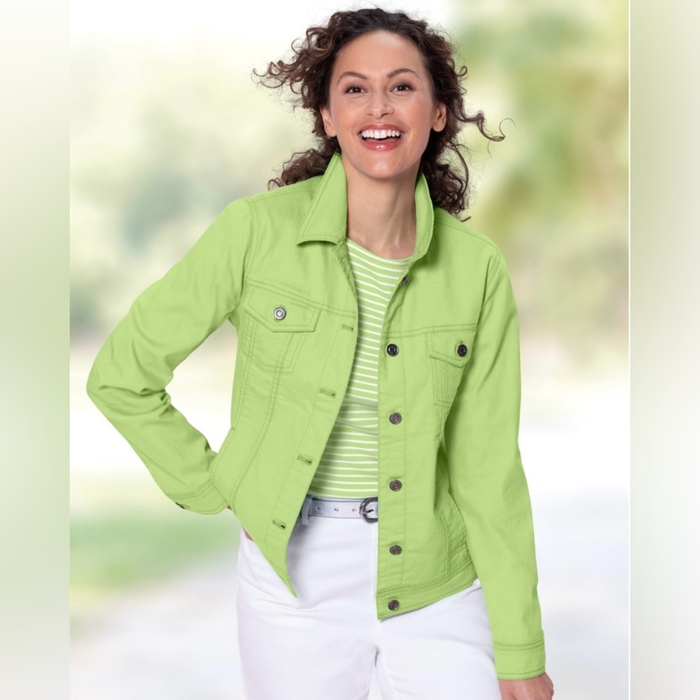 DreamFlex Fresh Green Jean Jacket - Petite Small